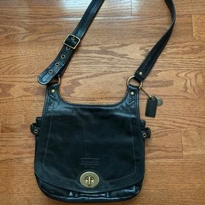 Coach Black Leather Shoulder Crossbody Handbag